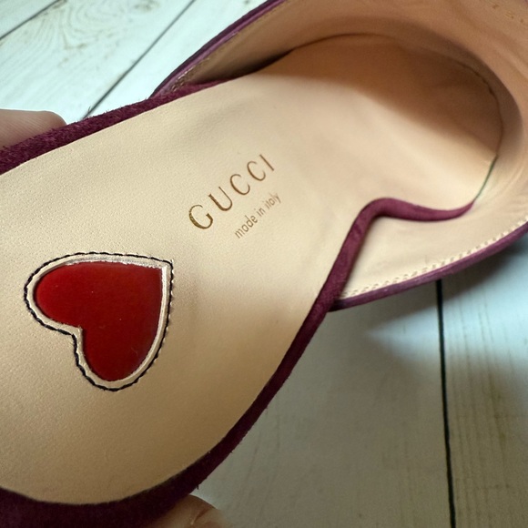 Gucci Princetown Horsebit Suede Mule Flat Burgundy Sz 37 / 7 - Picture 10 of 12